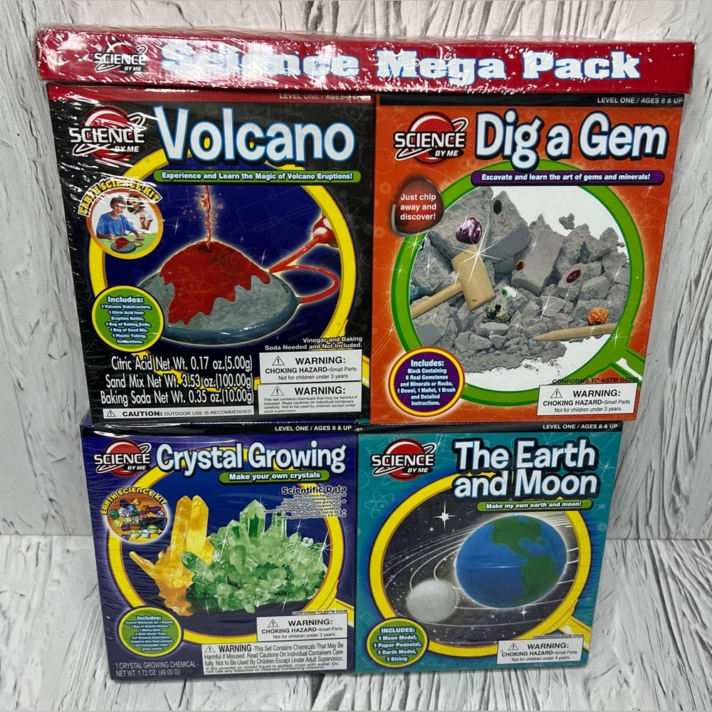 Science Mega Pack “Science By Me” 4 Pack NEW Sealed Crystal Growing Gems Volcano